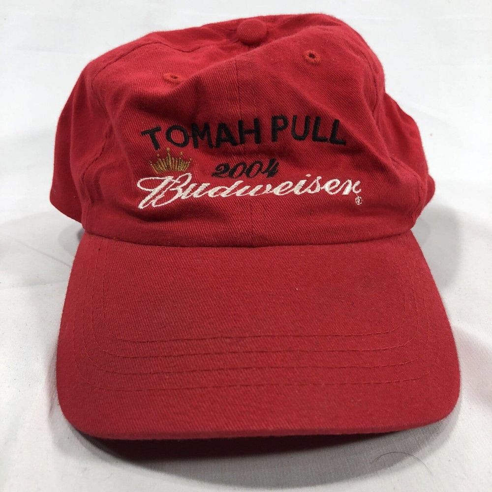 Tomah Pull 2004 Budweiser Hat Cap Red Adjustable One Size Fits Most OSFM Strap